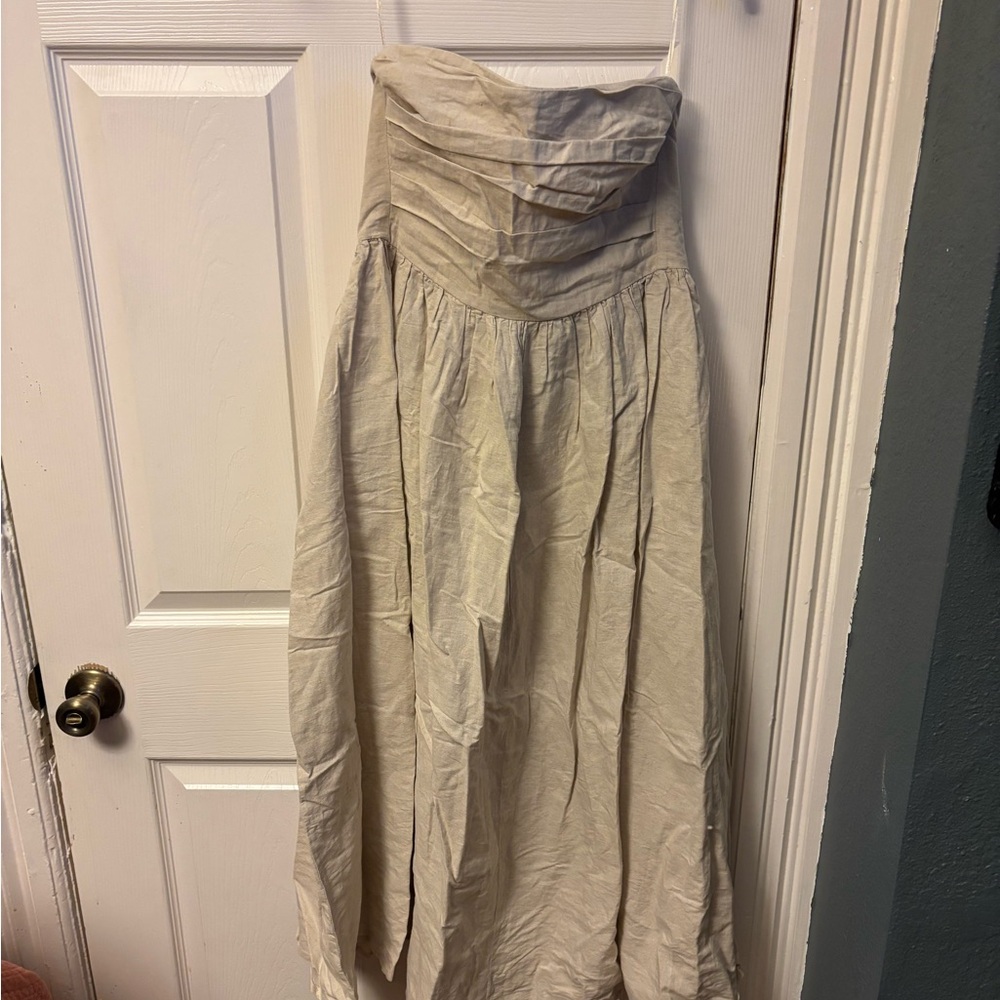 Banana Republic Strapless Midi Dress in Light Beige